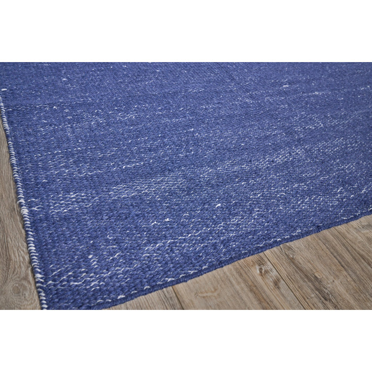 Navy Flat Woven Handmade Synthetic 10' x 14' Rug