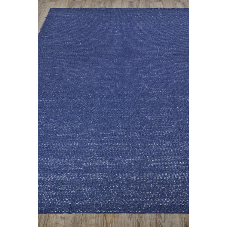 Navy Flat Woven Handmade Synthetic 10' x 14' Rug