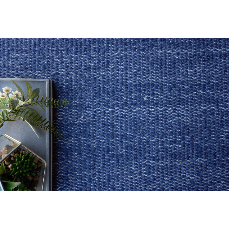Navy Flat Woven Handmade Synthetic 10' x 14' Rug