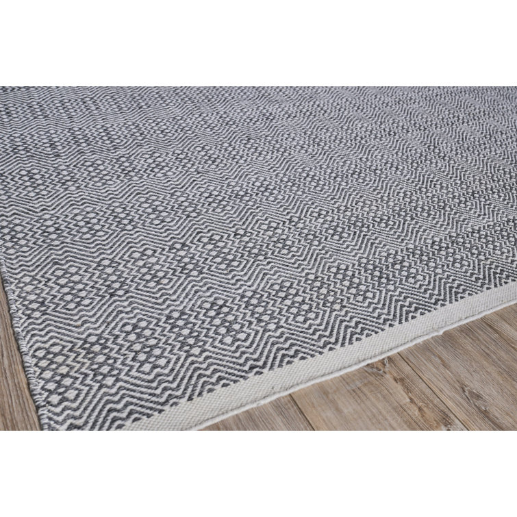 Ivory and Gray Diamond Echo Flatweave Rug, 12' x 15'