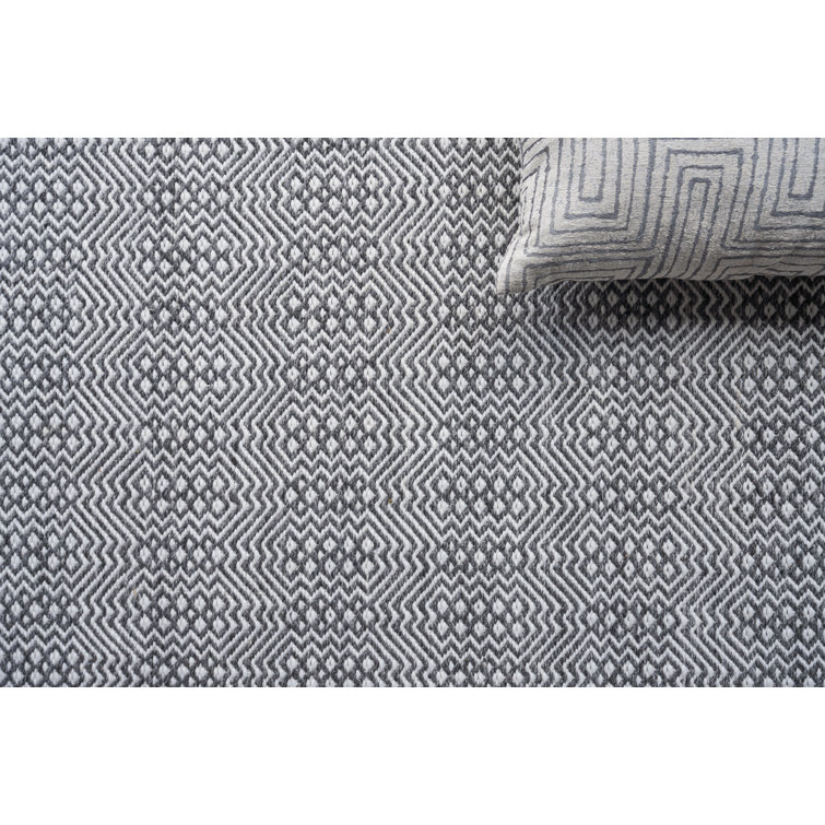 Ivory and Gray Diamond Echo Flatweave Rug, 12' x 15'