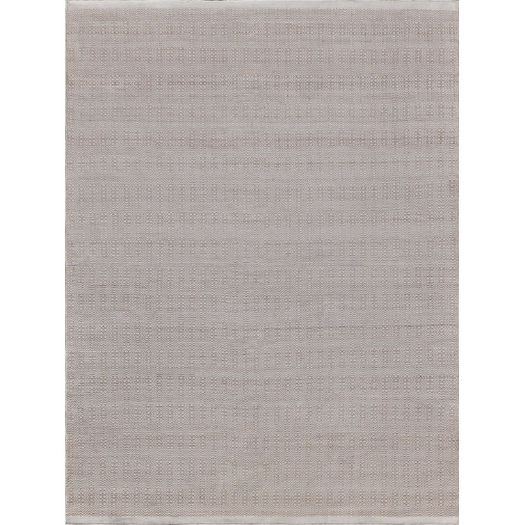 Ivory Diamond Pattern Handmade Synthetic Area Rug, 12' x 15'