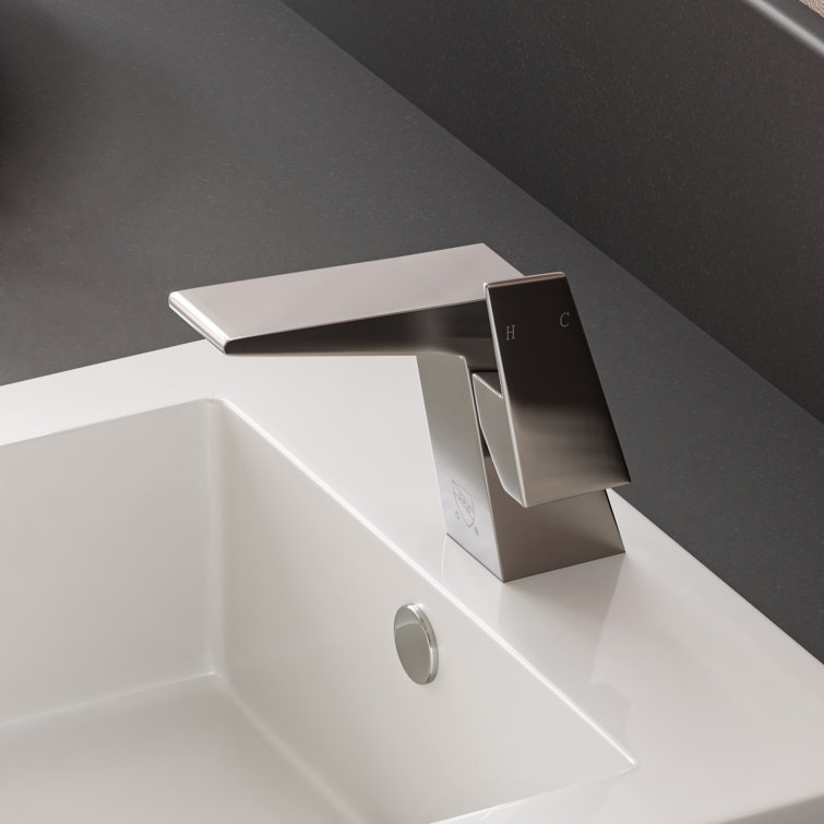 Brushed Nickel Modern Single Hole Bathroom Faucet