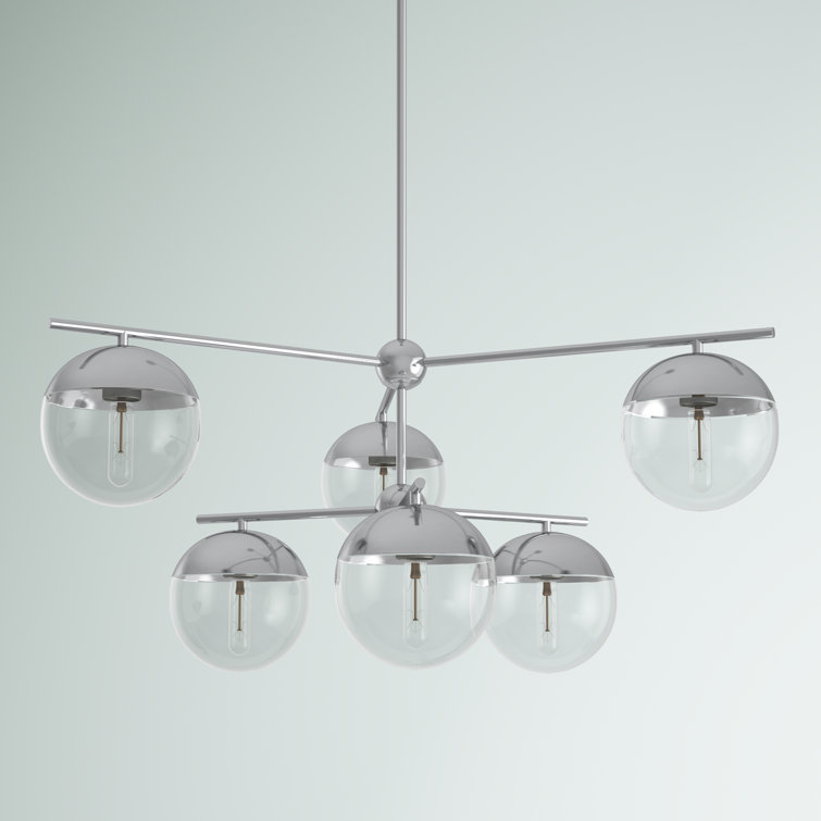 Elegant Chrome and Clear Glass 36" Modern Pendant Light