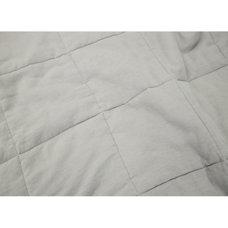Gray King Cotton Quilt Set with Box Stitch Design