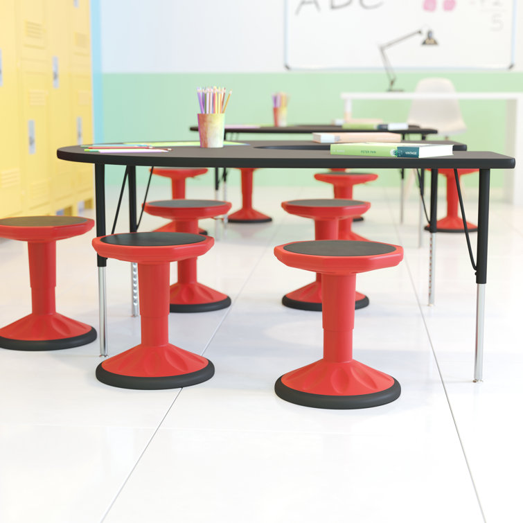 Red Adjustable Height Kids Active Learning Stool with Rubber Seat