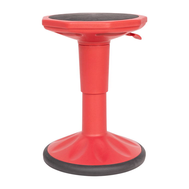 Red Adjustable Height Kids Active Learning Stool with Rubber Seat