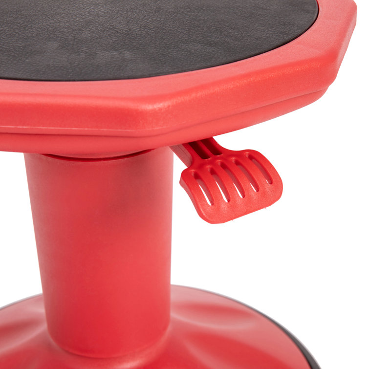 Red Adjustable Height Kids Active Learning Stool with Rubber Seat