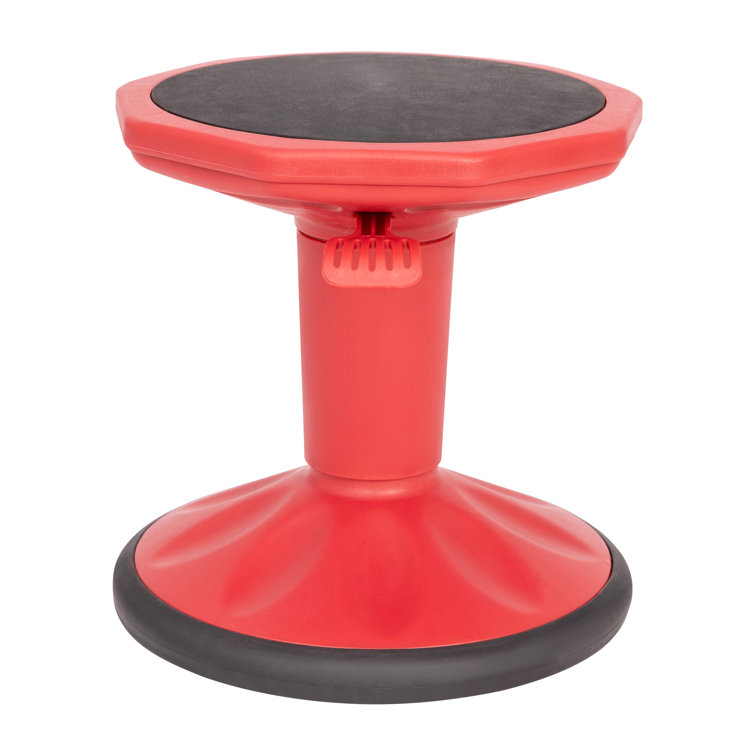 Red Adjustable Height Kids Active Learning Stool with Rubber Seat