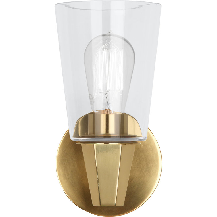 Wheatley 9.5" Modern Brass Wall Sconce with Clear Glass Shade