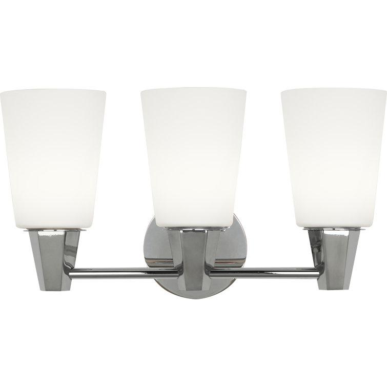 Chrome 3-Light Wall Sconce with Glass Shades
