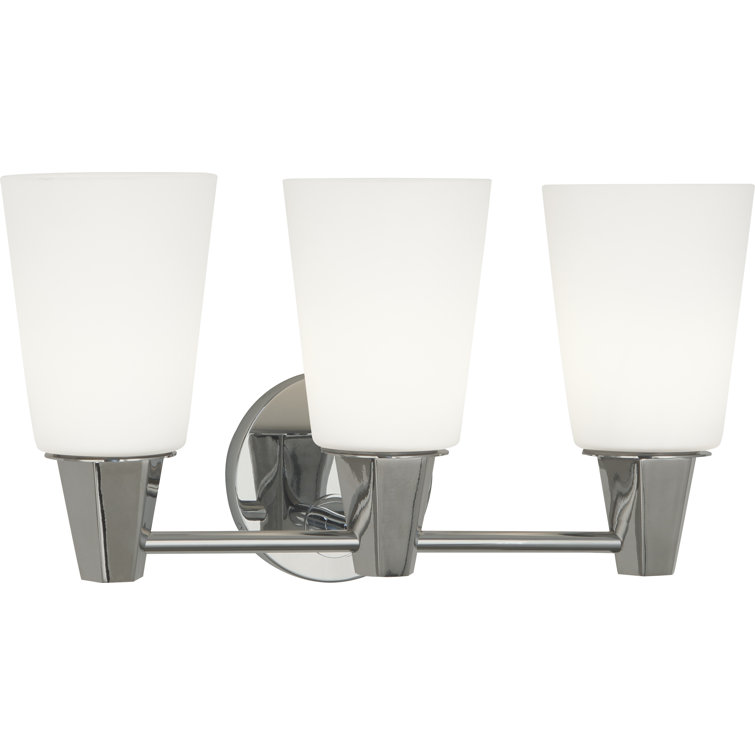 Chrome 3-Light Wall Sconce with Glass Shades