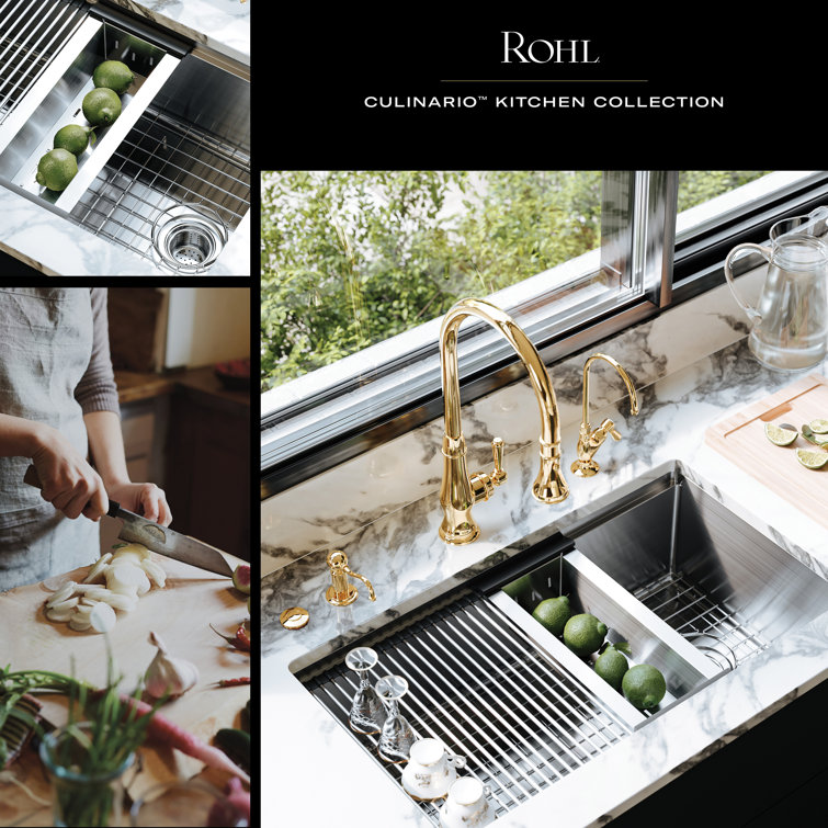 33" Brushed Stainless Steel Undermount Farmhouse Sink with Accessories