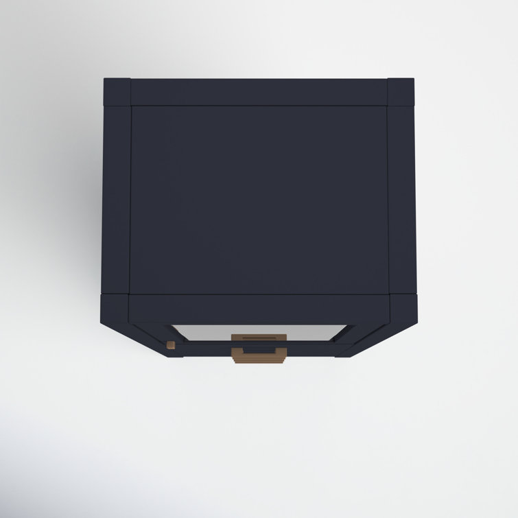 Navy Blue Poplar Wood Freestanding Bathroom Linen Cabinet with Adjustable Shelving