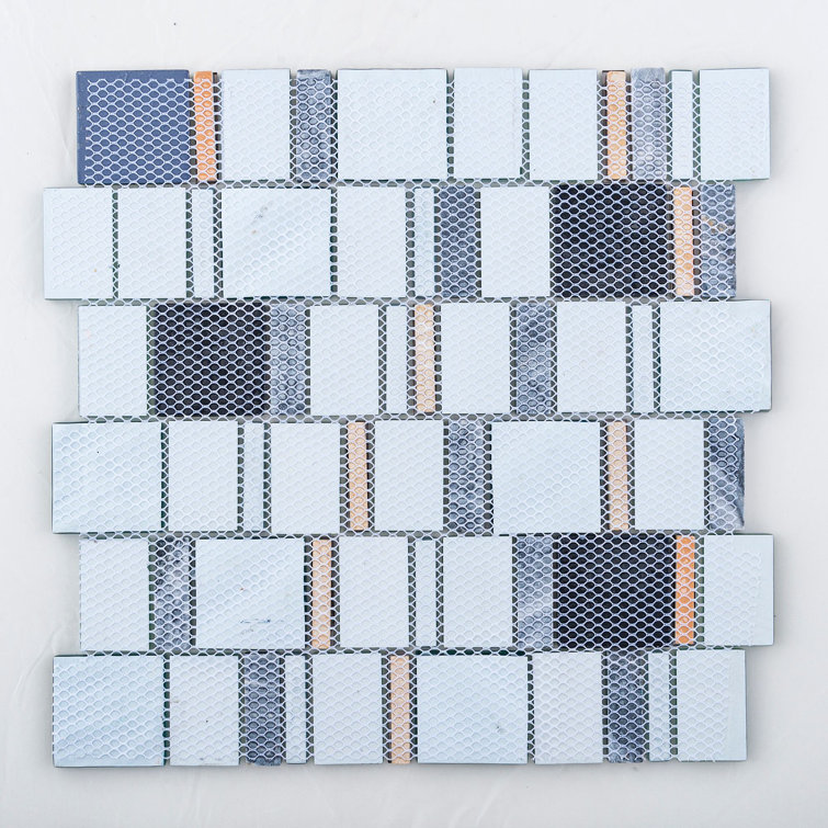Estee 2" Blue and Gray Stone Mosaic Tile Sheet