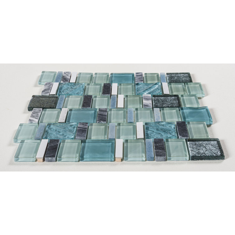 Estee 2" Blue and Gray Stone Mosaic Tile Sheet