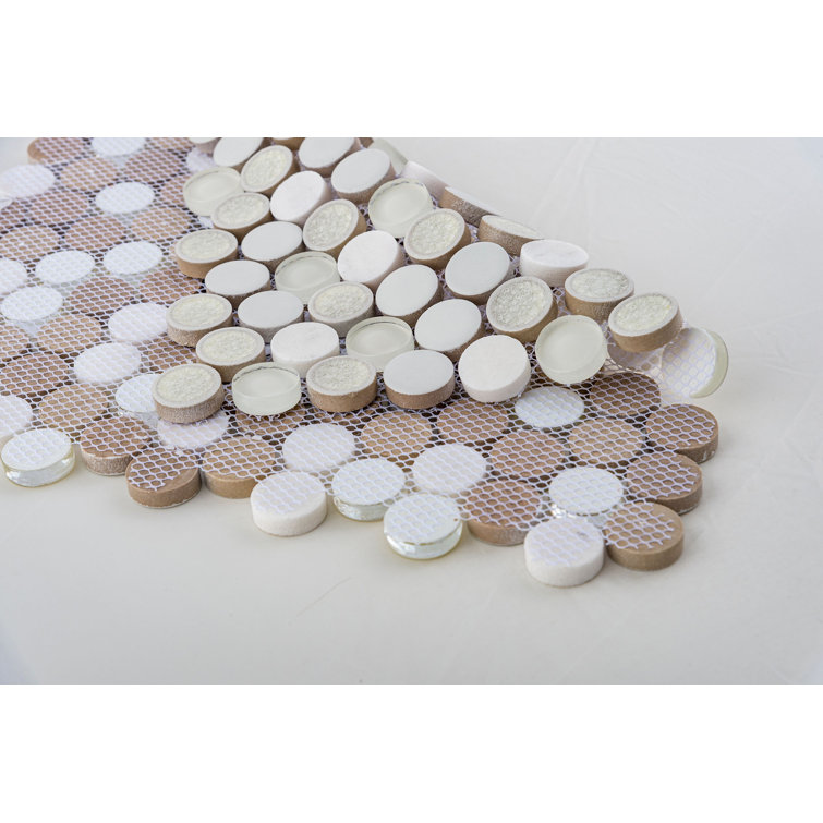 Polka Gray Penny Round Mosaic Ceramic Tile Sheet
