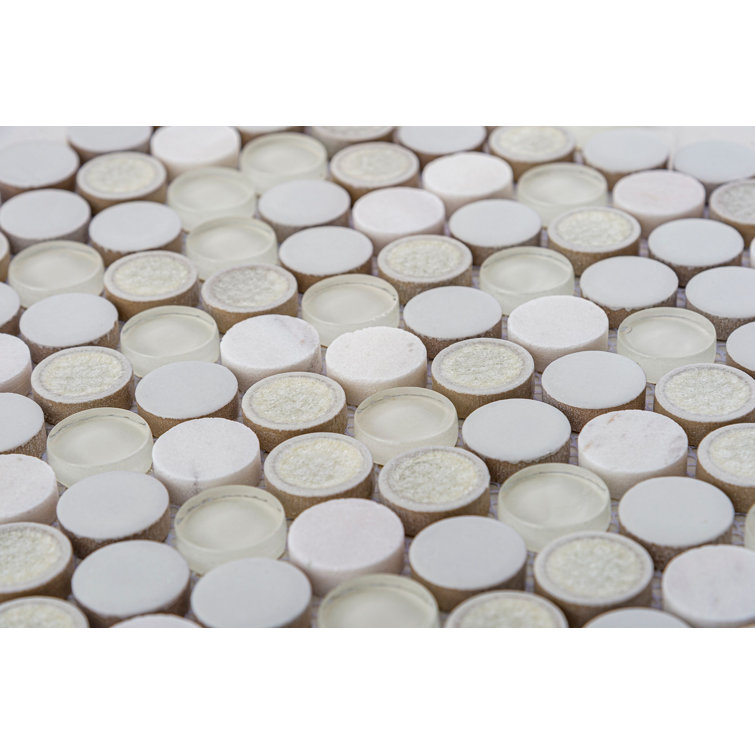 Polka Gray Penny Round Mosaic Ceramic Tile Sheet