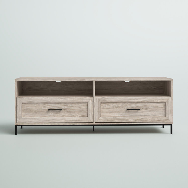 Birch 58" Modern 2-Drawer TV Stand with Black Hardware