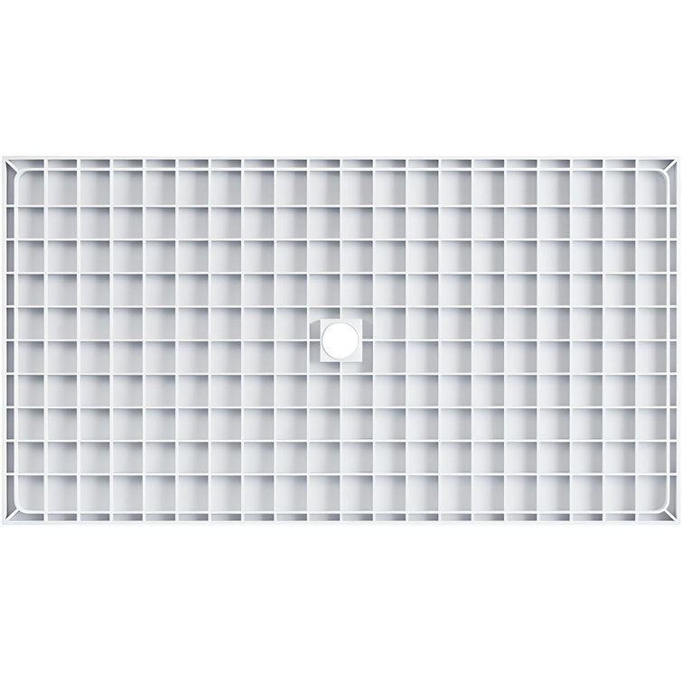 White 48'' x 32'' Rectangular Shower Base with Center Drain