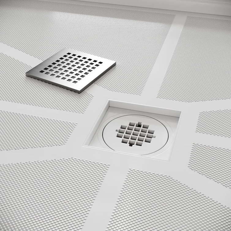 White 48'' x 32'' Rectangular Shower Base with Center Drain