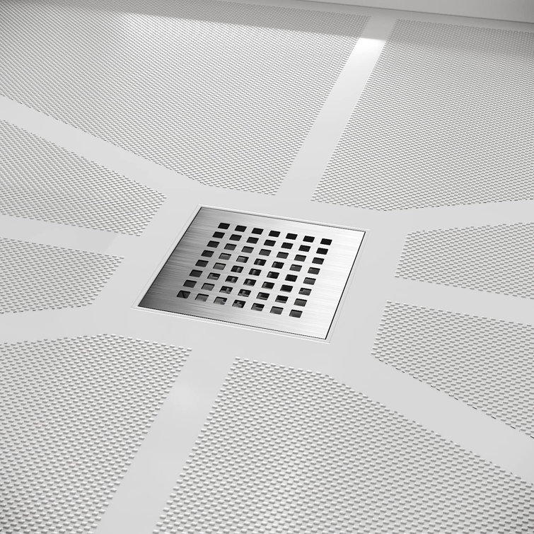White 48'' x 32'' Rectangular Shower Base with Center Drain