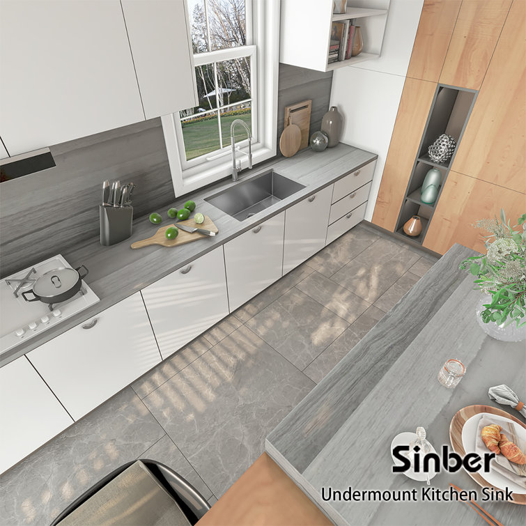 Sinber 32" Black Stainless Steel Double Bowl Drop-in Kitchen Sink