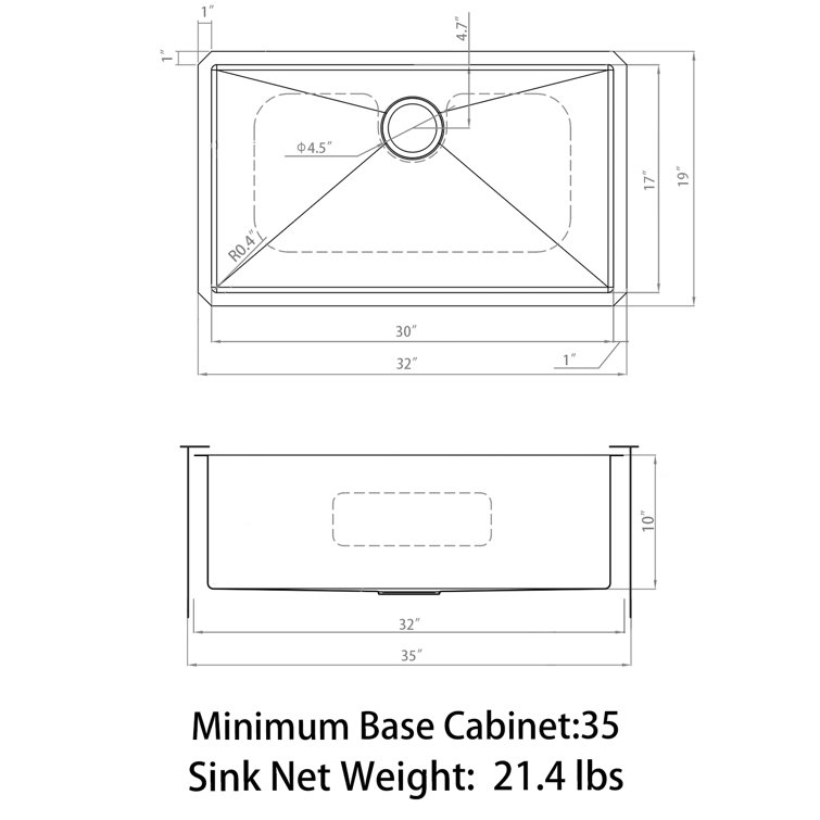 Sinber 32" Black Stainless Steel Double Bowl Drop-in Kitchen Sink