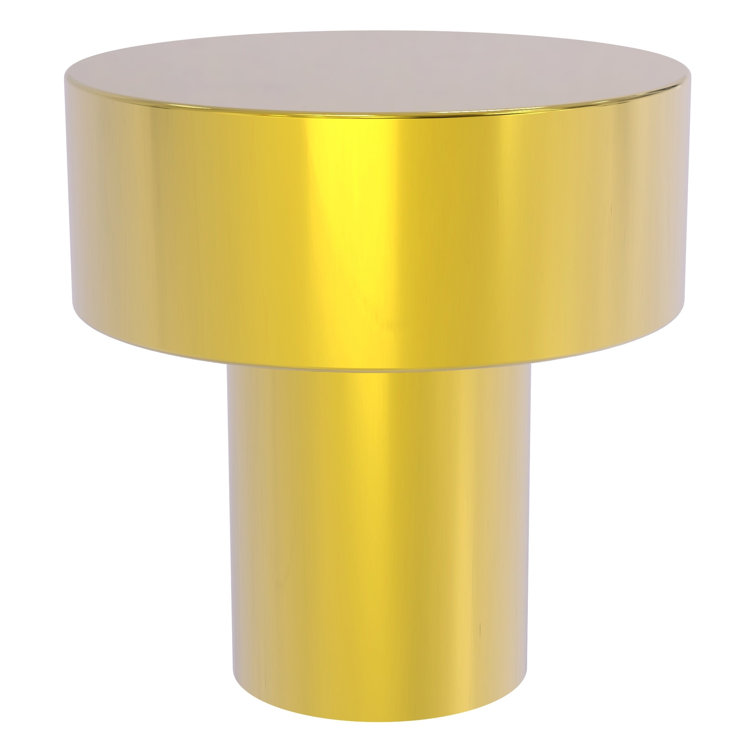 Polished Brass Round Cabinet Knob with Mounting Hardware