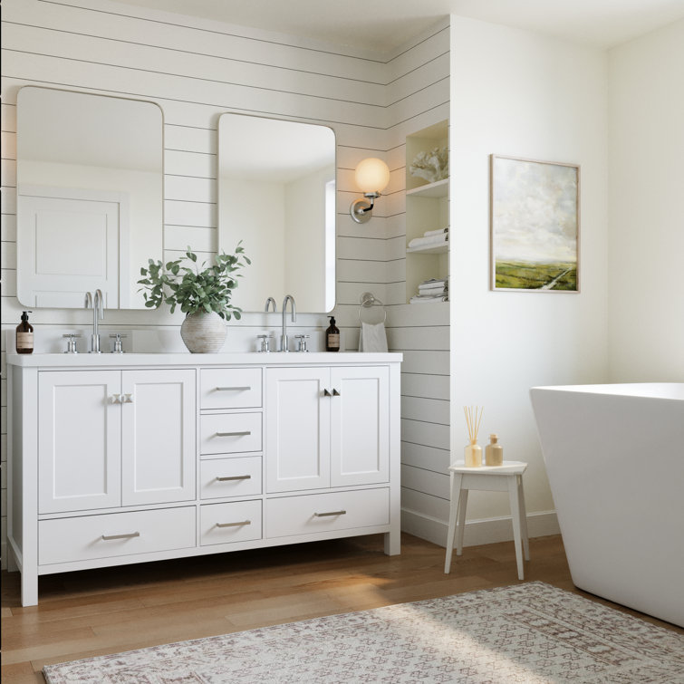 Cambridge 61'' White Double Vanity with Quartz Top
