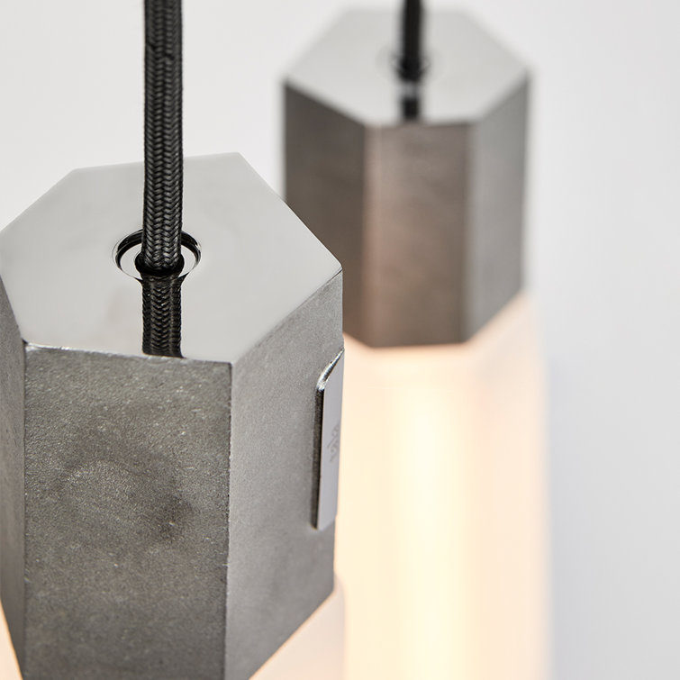 Basalt Hexagonal Cluster Pendant with Brass Finish and Black Cord