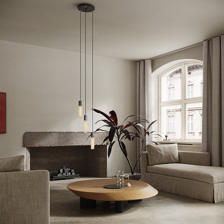 Basalt Hexagonal Cluster Pendant with Brass Finish and Black Cord