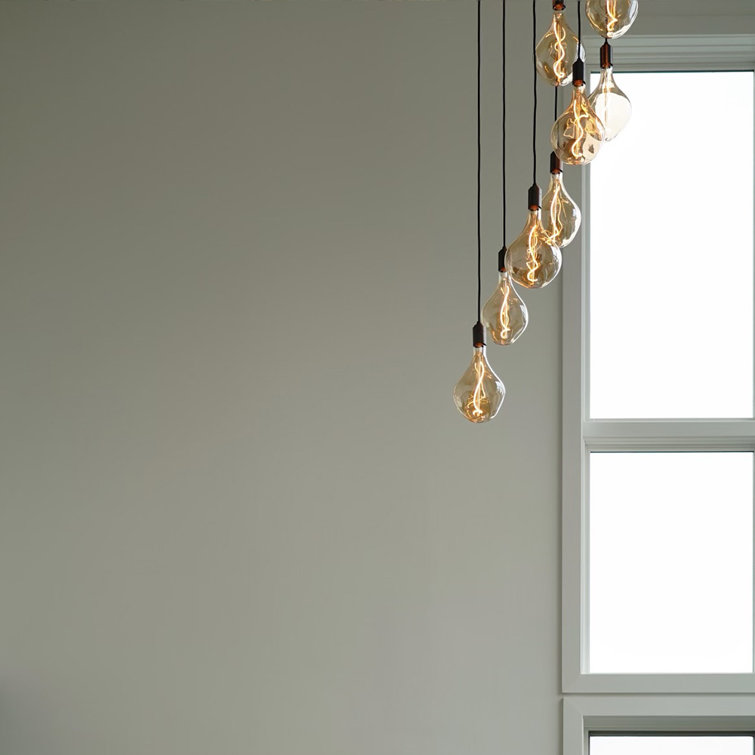 Black Glass Globe Nine Pendant Light with Graphite Canopy