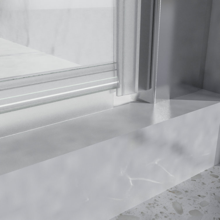Chrome 30'' x 72'' Semi-Frameless Pivot Shower Door with Clear Glass