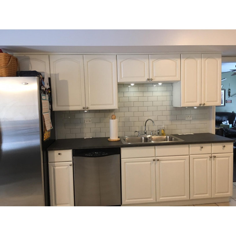 White Glass Subway Peel and Stick Wall Tiles