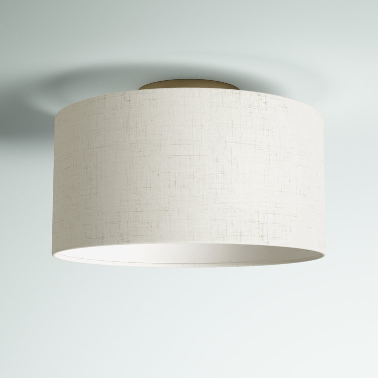 Elegant Antique Brass Drum LED Semi-Flush Mount Light, 13"W