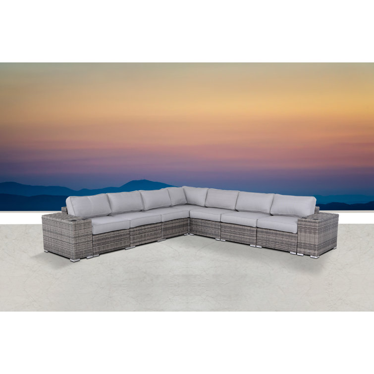 Minnesota Mixed Gray Wicker 9 Piece Sectional Seating Group with Cushions