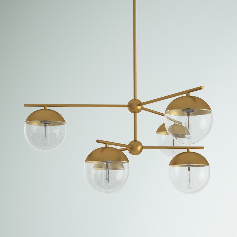 Elegant Eclipse 6-Light Brass & Clear Glass Contemporary Chandelier