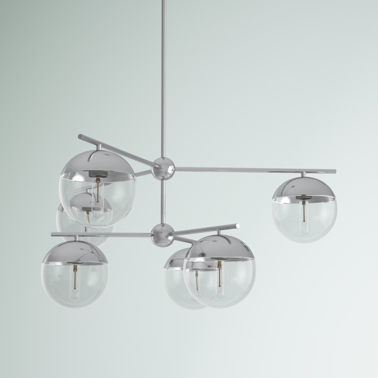 Elegant Chrome and Clear Glass 36" Modern Pendant Light