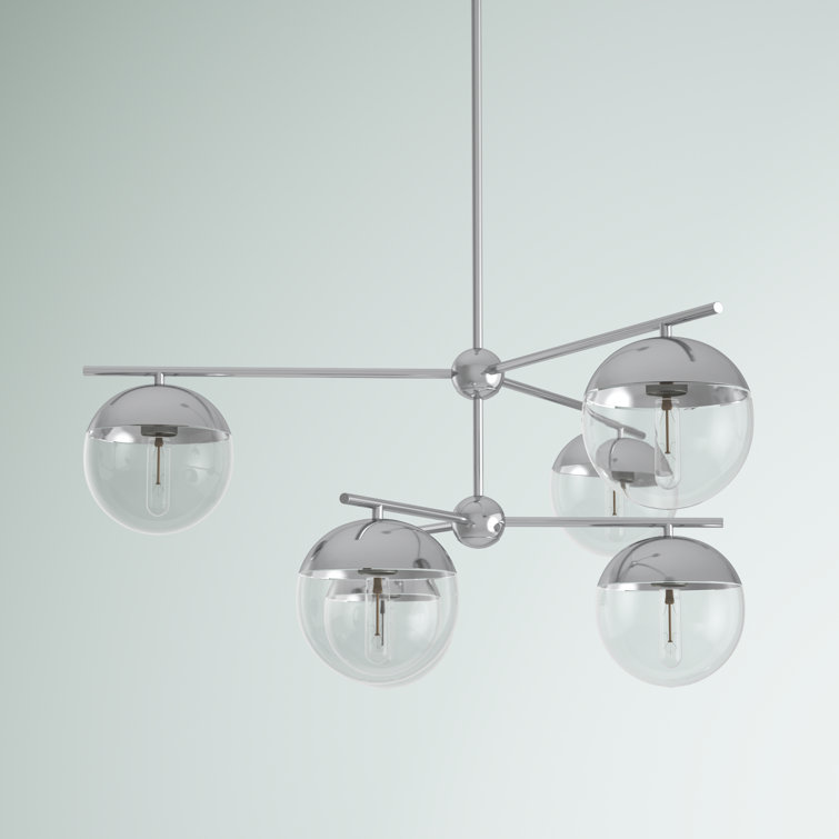 Elegant Chrome and Clear Glass 36" Modern Pendant Light