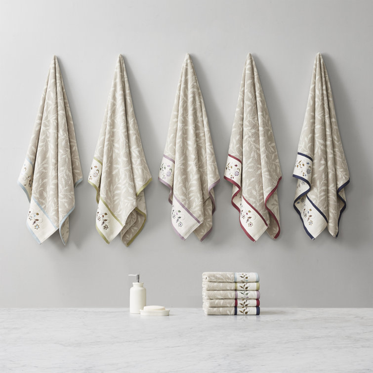 Serene Blue and Beige Cotton Jacquard 6-Piece Towel Set