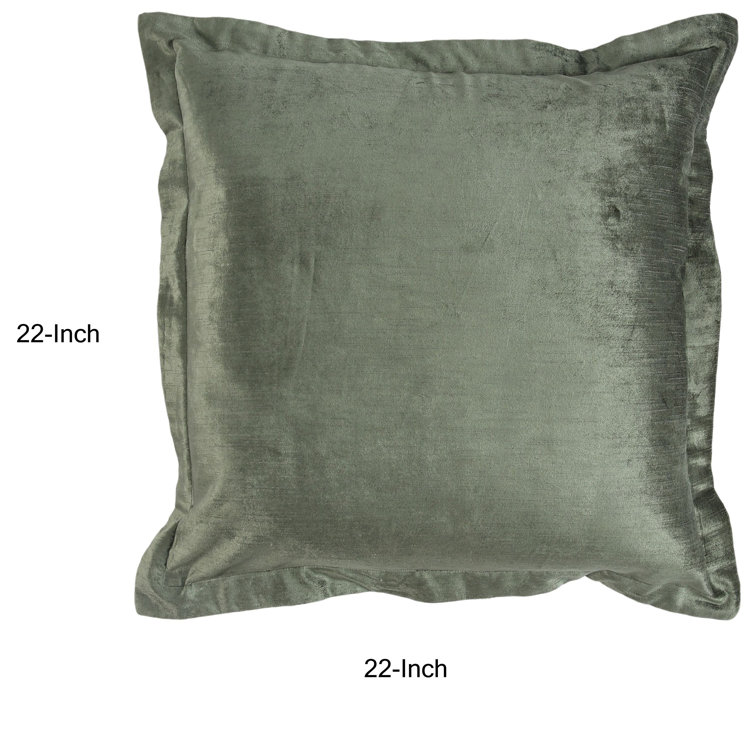 Myrtle Green Velvet 22-inch Square Throw Pillow