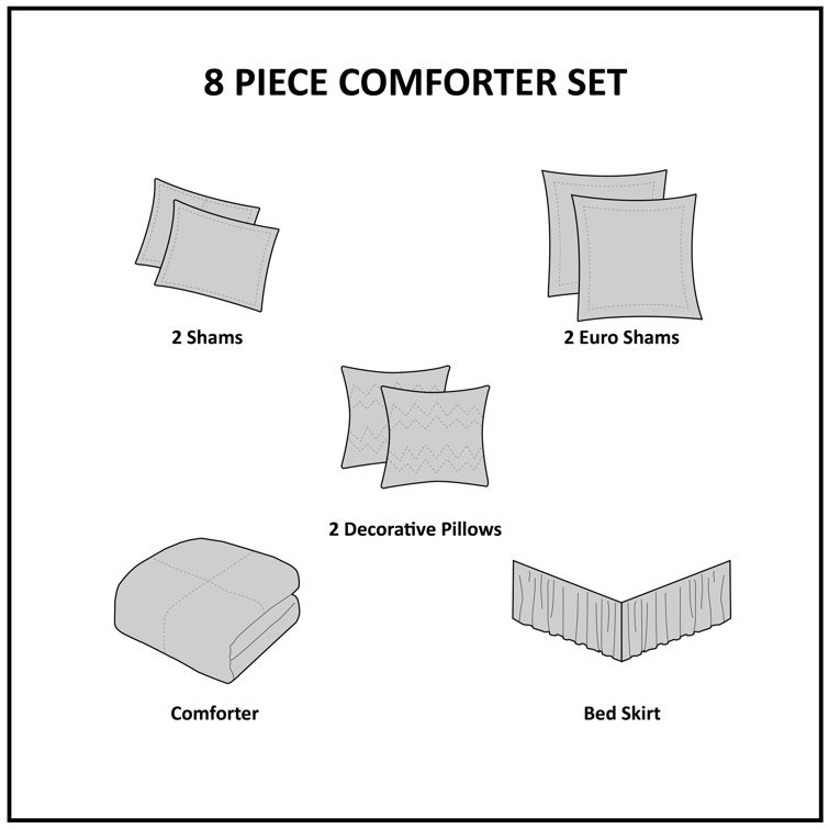 Seafoam and Gray Queen Microfiber 8-Piece Comforter Set