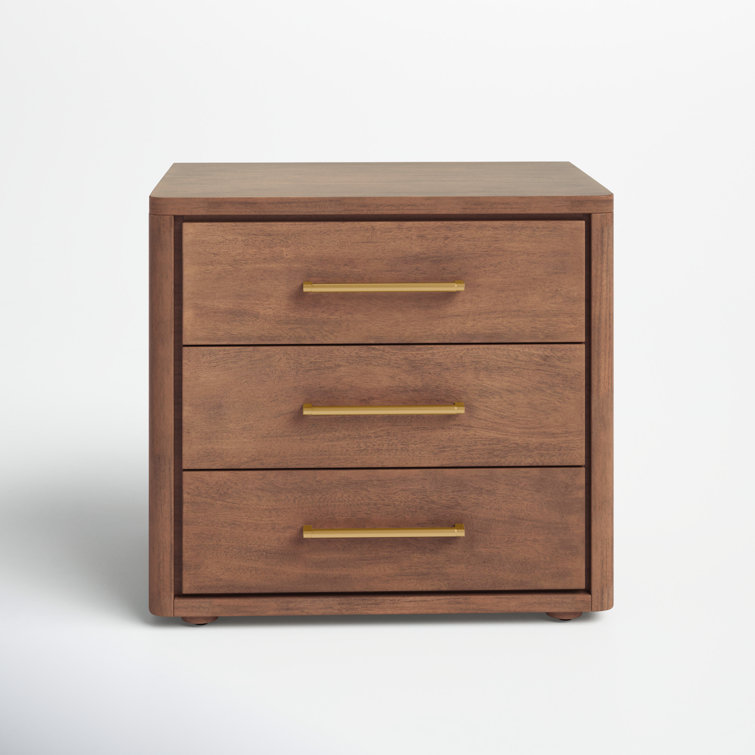 Elegant Atherton Warm Brown Mahogany 3-Drawer Nightstand