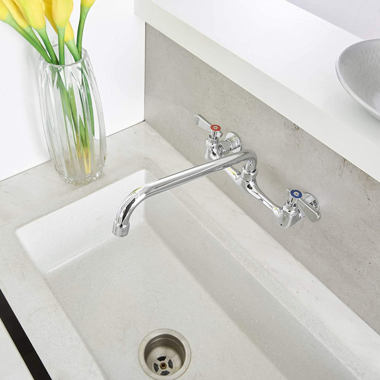 Matte Black Wall-Mount Dual Handle Kitchen Faucet