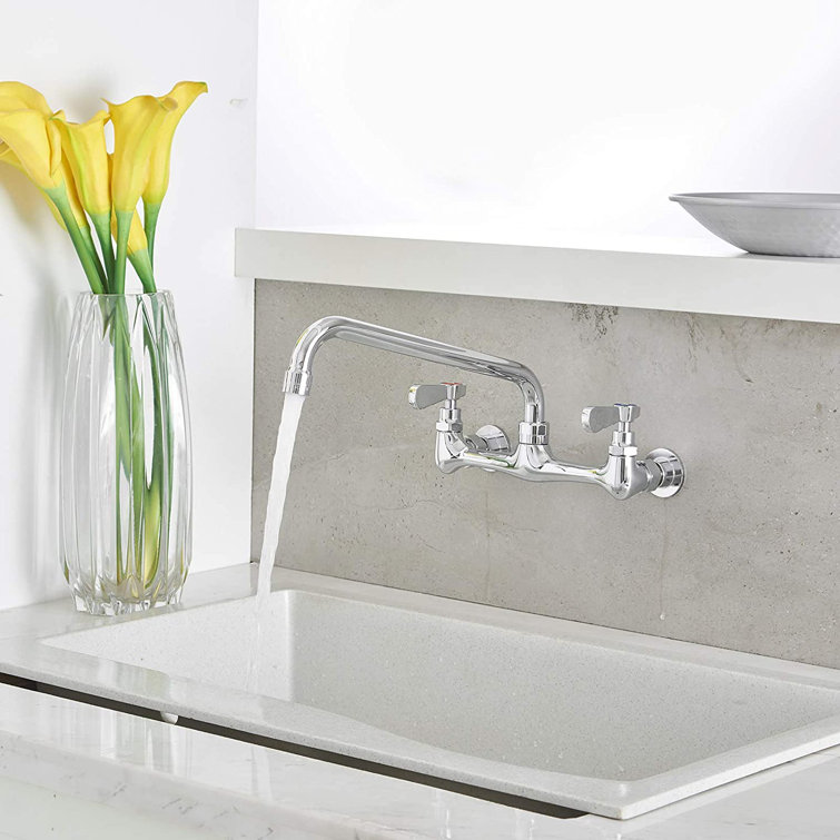 Matte Black Wall-Mount Dual Handle Kitchen Faucet