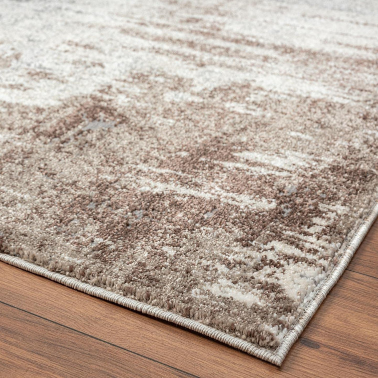 8' x 10' Brown Abstract Synthetic Area Rug