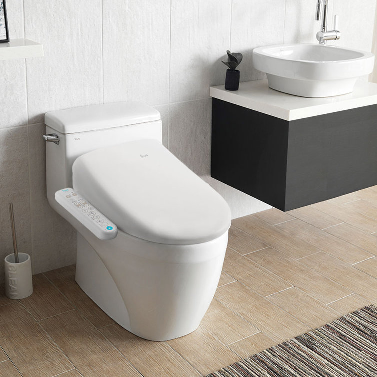 Inus White Elongated Heated Bidet Toilet Seat with Stainless Steel Nozzle