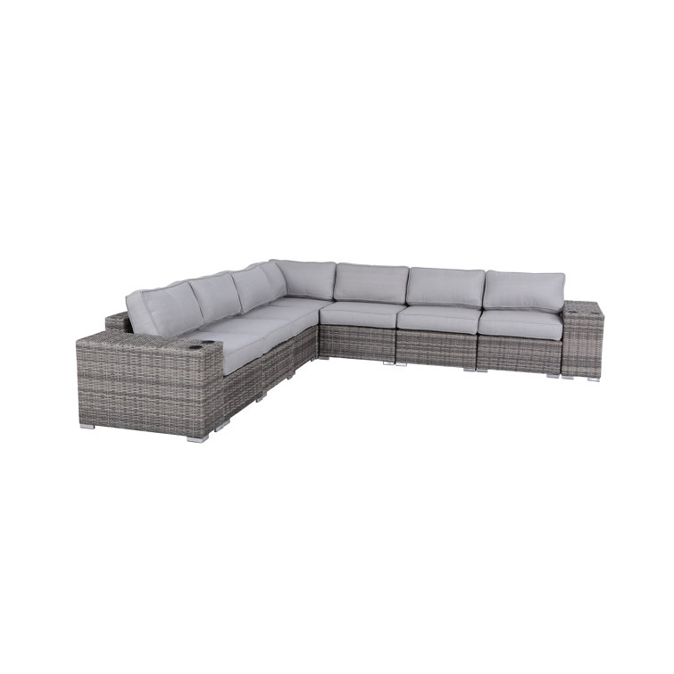Minnesota Mixed Gray Wicker 9 Piece Sectional Seating Group with Cushions