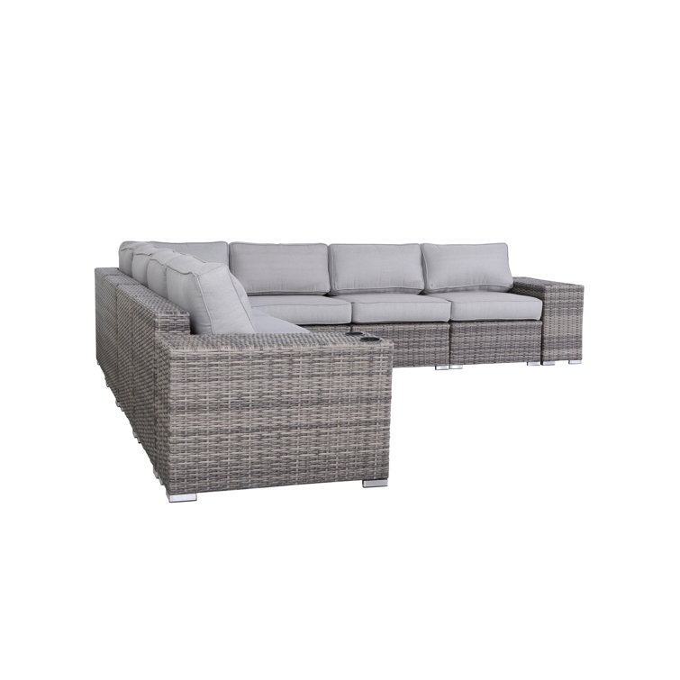 Minnesota Mixed Gray Wicker 9 Piece Sectional Seating Group with Cushions